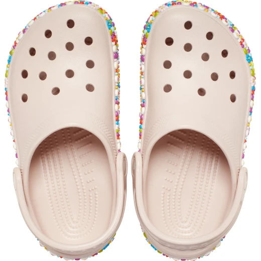 Crocs Kids Classic Beaded Band Clog Beige 33 34 Fun Friendship Bracelet Style Comfortable Lightweight Easy to Wear Croslite Foam Construction Perfect for Creative Kids - Crocs - Image 4