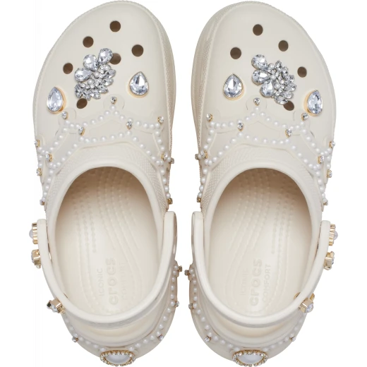 Crocs Women's Bae Pinnacle Embellished Clog in Beige, Sizes 38-39: Elevated Classic Clog with Customizable Backstrap for Jibbitz Charms, Adding Height and Style - Bae - Image 4