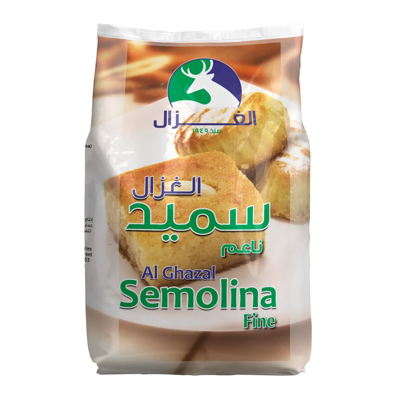 دقيق سميد ناعم من الغزال 1.25 كجم للمعكرونة والحلويات والمخبوزات - الغزال