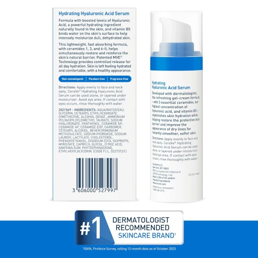 CeraVe Hydrating Hyaluronic Acid Face Serum with Vitamin B5, 1 Ounce, 30 ml - CeraVe - Image 5