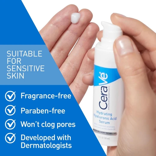 CeraVe Hydrating Hyaluronic Acid Face Serum with Vitamin B5, 1 Ounce, 30 ml - CeraVe - Image 6