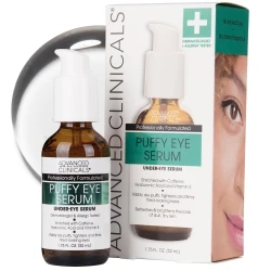 Advanced Clinicals Puffy Eye Under Eye Serum | Visible Anti Aging Brightening Vitamin C + Caffeine Serum Helps Improve Look Of Puffiness, Fine Lines, Dark Circles, & Uneven Skin Tone, 1.75 Fl Oz