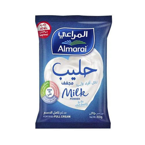 حليب المراعي كامل الدسم مجفف 350 جم، حليب فوري لمشروبات لذيذة