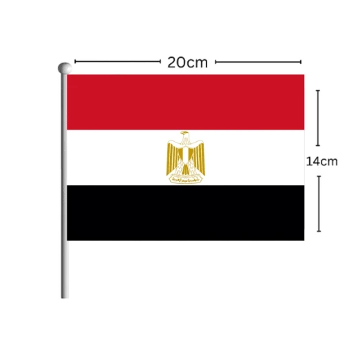 علم مصر على عصا 14 سم × 20 سم خفيف الوزن محمول للاحتفالات والمناسبات - Image 2