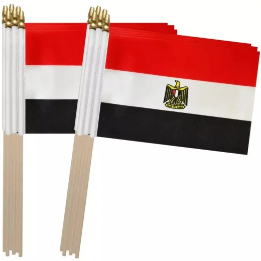 علم مصر على عصا 14 سم × 20 سم خفيف الوزن محمول للاحتفالات والمناسبات - Image 3