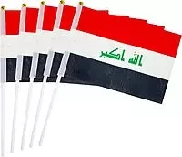 علم العراق على عصا 14 سم × 20 سم خفيف الوزن ومتين للاحتفالات والمناسبات - Image 3