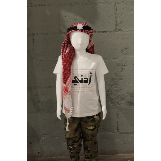 شماغ أطفال أردني تقليدي خفيف الوزن أحمر وأبيض قطعة واحدة - جوردان - Image 3