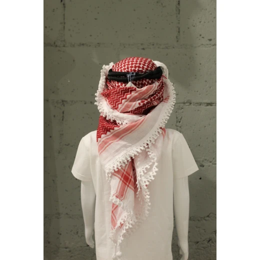 شماغ أطفال أردني تقليدي خفيف الوزن أحمر وأبيض قطعة واحدة - جوردان - Image 4