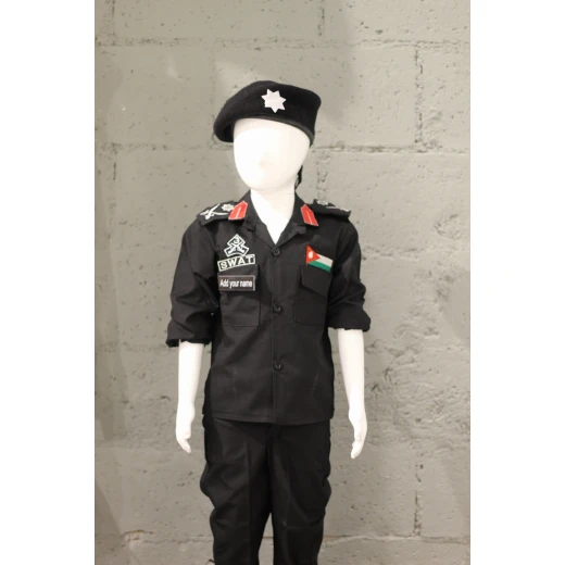 طقم زي عسكري أسود SWAT للأولاد بعمر 10 سنوات