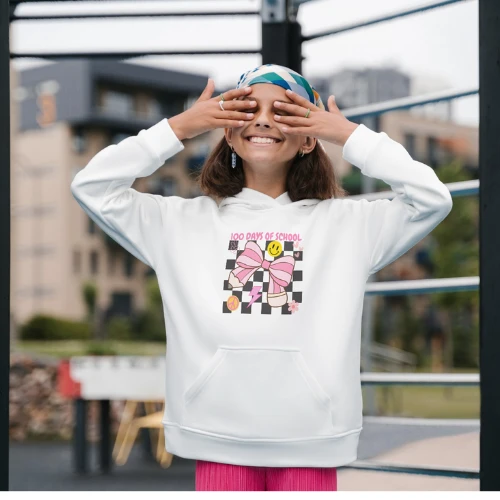 100 Days Premium Hoodie White for 2 Year Olds Soft Cotton Top Quality Made in Turkey Comfortable Stylish Design for Everyday Wear