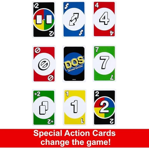 Mattel Games DOS Second Edition Card Game Color Blind Accessible Deck for Families and Parties Mattel Games DOS Second Edition Card Game Color Blind Accessible Deck for Families and Parties
