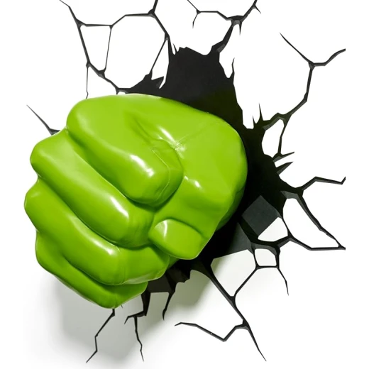 The Source 3Dl Marvel Hulk Fist 3D Wall Art Nightlight for Superhero Kids Bedrooms Cool Touch Cordless Battery Operated Includes Installation Materials for a Fun Nighttime Ambiance - The Source - Image 5