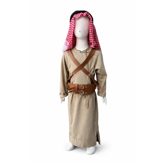 زي بدوي أردني أصيل للأولاد بعمر 4 سنوات زي كامل دشداشة، أحزمة، شماغ، وعقال زي عربي تقليدي 4T إلى 5T مقاس