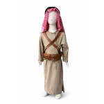 زي بدوي أردني أصيل للأولاد، طقم كامل لعمر 6 سنوات: دشداشة، شماغ، وعقال متضمن. مثالي للمهرجانات والتنكر.