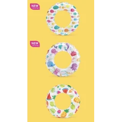 Lively Print 61 cm Swim Ring for Kids Ages 3-6 Years, Transparent with Colorful Designs, Pack of 1