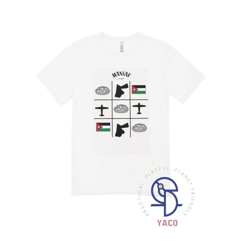 Kids' White T Shirt X-O Mansaf Design Independence Day 2 Years Black