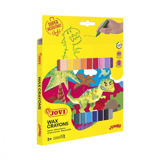 مجموعة أقلام شمع جوفي جامبو، 24 لونًا متنوعًا للأطفال والبالغين - جوفي - Image 2
