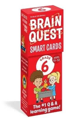 بطاقات Brain Quest الذكية للصف السادس المنقحة الإصدار الرابع: بطاقات تعليمية تفاعلية للطلاب في الصف السادس تشمل الرياضيات والعلوم والفنون اللغوية والدراسات الاجتماعية