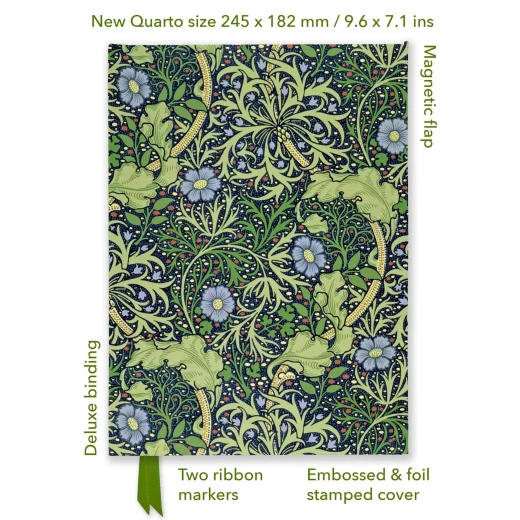 William Morris Seaweed Foiled Quarto Journal, Decorative Writing Notebook, Gold Foil Detailing - William morris - Image 2