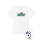 تي شيرت I LOVE JORDAN للبالغين أسود 3XL قطن ممتاز تصميم فريد صنع في تركيا ناعم ومريح 100٪ قطن متوفر بألوان متعددة