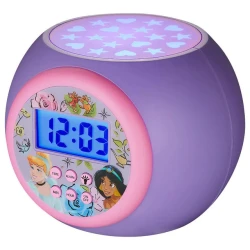 Disney Princess Projector Alarm Clock for Kids, Blue Backlight, Ceiling Projection