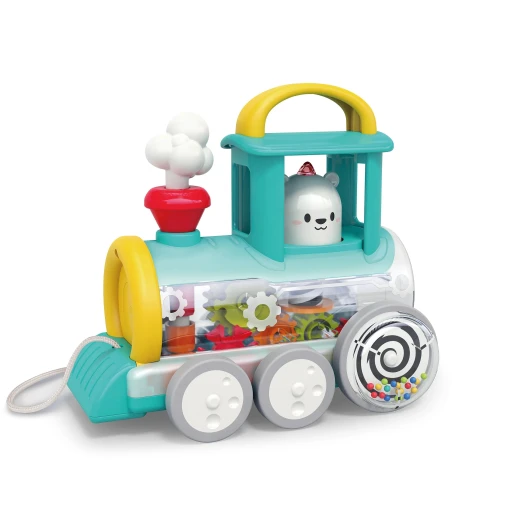 Hola Toys Pull Along Train Engine Yellow for Babies 6 Months Plus - Hola toys - Image 2
