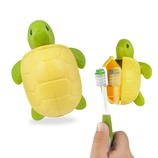 Flipper Fun Animal Turtle Toothbrush Cover for Kids: Protective Case with Easy Flip Design, Keeps Toothbrush Clean, Compact Size for Travel & School, Child Safe Materials - Flipper fun animal - Image 3