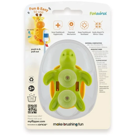 Flipper Fun Animal Turtle Toothbrush Cover for Kids: Protective Case with Easy Flip Design, Keeps Toothbrush Clean, Compact Size for Travel & School, Child Safe Materials - Flipper fun animal - Image 4