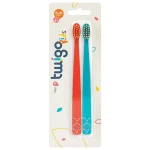 Flipper Twigo Kids Toothbrush Set, Extra Soft Bristles, Orange and Blue, 2 Pack - Flipper twigo