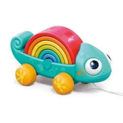 Rainbow Chameleon Montessori Pull Toy for Toddlers 18 Months Plus