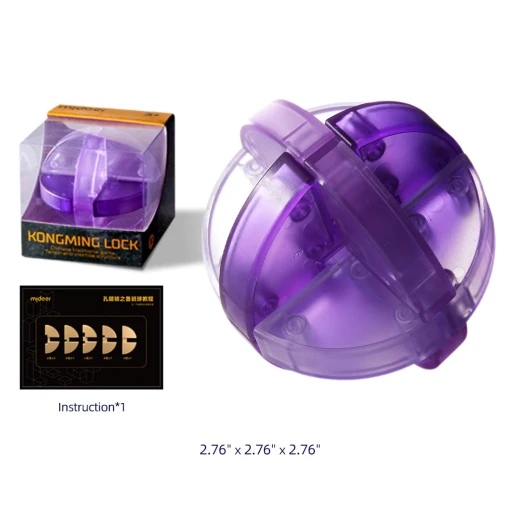Mideer Neon Space Kongming Lock Lu Ban Ball Puzzle for Ages 3+ Educational Toy, Brain Teaser Challenge, 3D Wooden Construction, Enhances Problem Solving Skills, Colorful Design