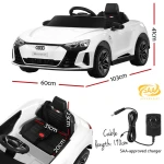 سيارة أودي RS e-tron GT كهربائية للركوب للأطفال، لون أبيض، جهاز تحكم عن بعد 12 فولت، 2.4 جيجاهرتز - أودي