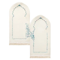 Urban Rugs Tulip Bundles Prayer Mat for Two Embroidered Velvety-Soft Fabric 130x73 cm