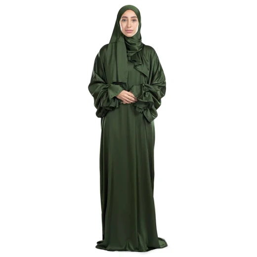 أردني روبس جوردان ملابس صلاة إسلامية ساتان زيتوني قطعة واحدة مقاس واحد للنساء - اربن رجز - Image 2