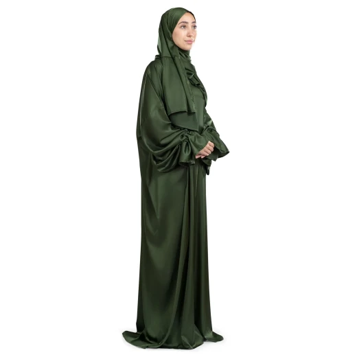 أردني روبس جوردان ملابس صلاة إسلامية ساتان زيتوني قطعة واحدة مقاس واحد للنساء - اربن رجز - Image 3