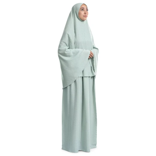 أردني للسجاد الحضري، ملابس صلاة إسلامية بسيطة باللون الأخضر النعناعي، طقم إسدال من قطعتين، قماش كروشيه ناعم أردني للسجاد الحضري، ملابس صلاة إسلامية بسيطة باللون الأخضر النعناعي، طقم إسدال من قطعتين، قماش كروشيه ناعم
