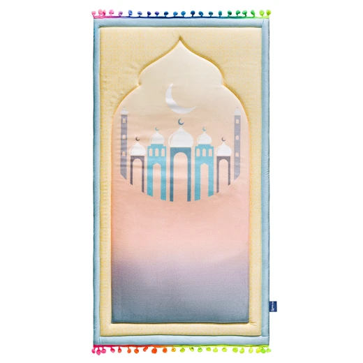 سجادة صلاة صن شاين للأطفال من أوربان رغز، قماش مخملي ناعم مبطن بتصميم محفور، 47 × 85 سم