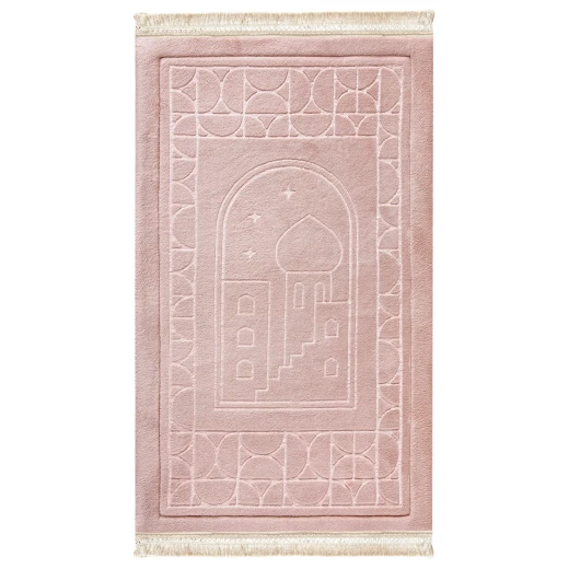 Urban Rugs Jordan Blush Pink Embossed Padded Prayer Mat 130x73 cm Soft Woven Fabric with 1.7 cm Foam Thickness Urban Rugs Jordan Blush Pink Embossed Padded Prayer Mat 130x73 cm Soft Woven Fabric with 1.7 cm Foam Thickness