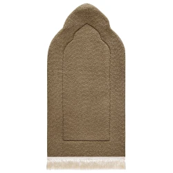 Urban Rugs Jordan Tan Arched Plain Prayer Mat Soft Woven Fabric 130x73 cm