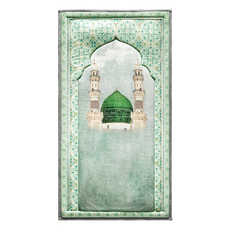 سجاد صلاة فاخر من أوربان رغز المسجد النبوي مبطن بمقاس 120x68 سم بنسيج مخملي ناعم - اربن رجز