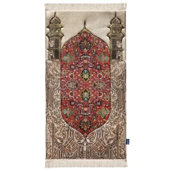 Urban Rugs Reddish Flory Premium Padded Prayer Mat 120x64 cm Velvety-Soft Fabric 1.5 cm Foam Thickness