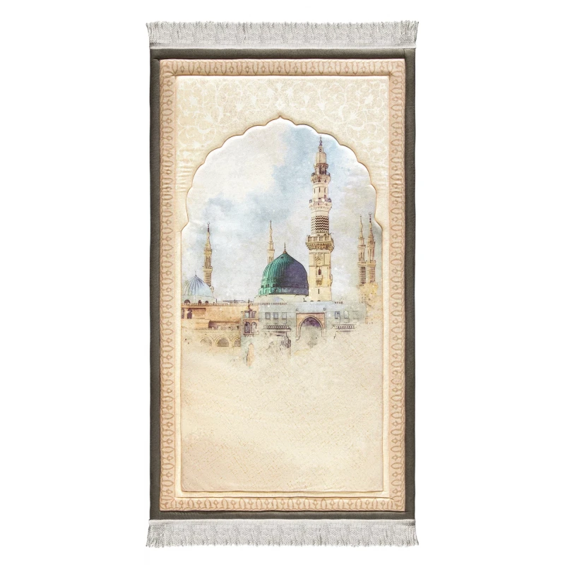 سجاد صلاة المدينة الفاخر المبطن من أوربان ريجز الأردن، قماش مخملي ناعم، مقاس 120x64 سم - اربن رجز