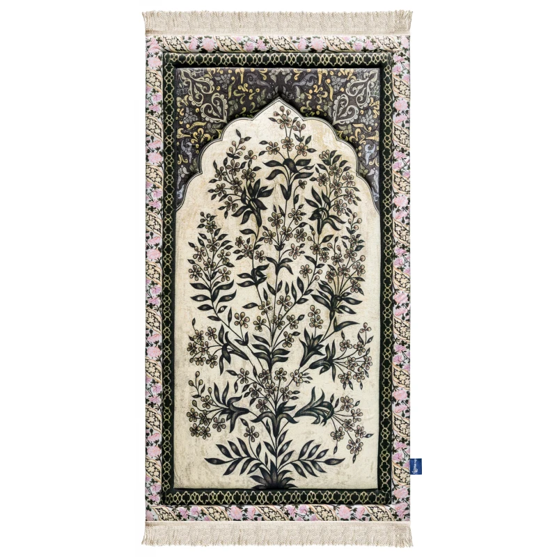 سجاد صلاة فاخر بتصميم الزهور العتيقة من أوربان رغز مبطن بمقاس 120x64 سم بنسيج مخملي ناعم - اربن رجز