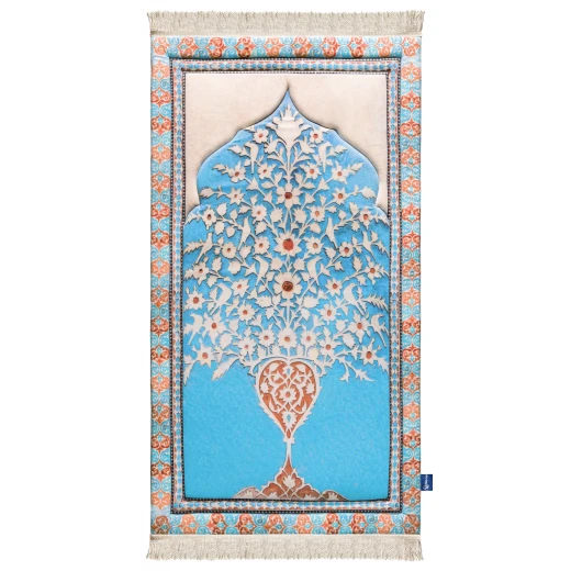 سجادة صلاة فاخرة بتصميم باقة ورد من أوربان رغز مبطنة بمقاس 120x64 سم بنسيج مخملي ناعم