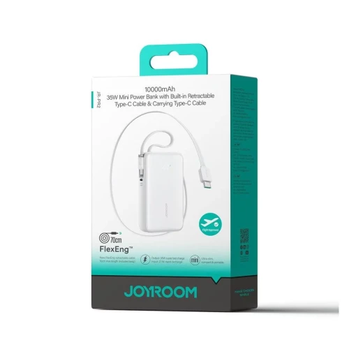 بنك طاقة جوي روم JR PR2، 10000 مللي أمبير، أبيض، مع كابلات USB C و Lightning - جوي روم - Image 4