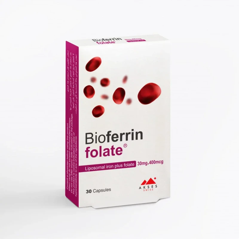 Bioferrin Folate 30 Capsules Iron Supplement for Enhanced Blood Strength and Absorption - Bioferrin