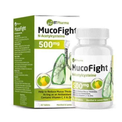 أقراص BT Pharma Mucofight 500 مجم أسيتيل سيستين لدعم الجهاز التنفسي 30 قرص أقراص BT Pharma Mucofight 500 مجم أسيتيل سيستين لدعم الجهاز التنفسي 30 قرص