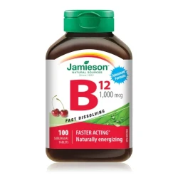 Jamieson Vitamin B12 1000 mcg Sublingual Tablets, Energy & Nerve Support, 100 Count