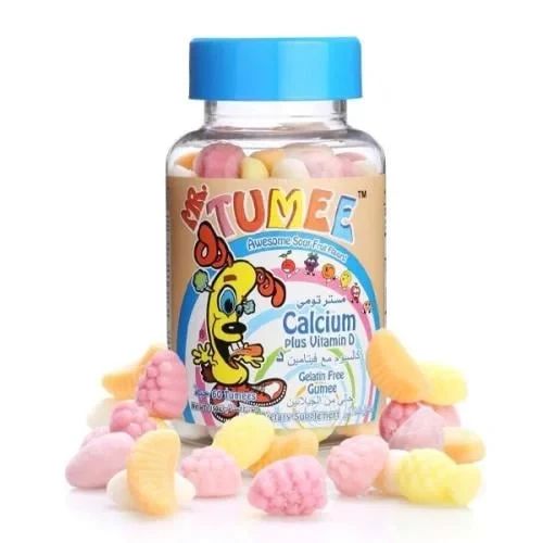 Mr.Tumee Calcium and Vitamin D Gummy Supplement for Kids, 60 Count, Bone Health Support - Mr.Tumee