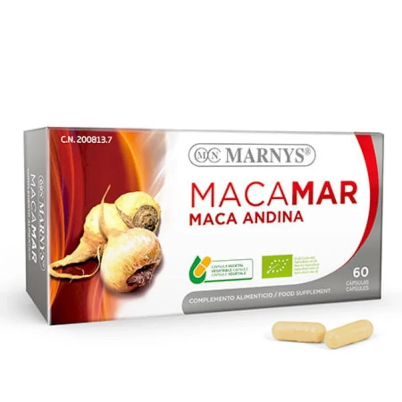 Marnys MacaMar 60 Capsules, Natural Energy & Vitality Supplement - Marnys